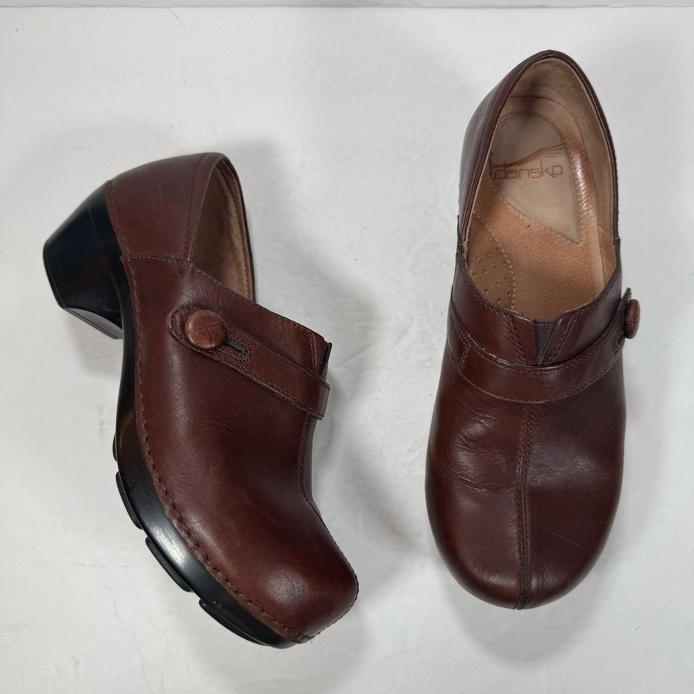 Dansko Solstice Brown Leather Slip On Clog Work Comfort Shoes Women Size 8